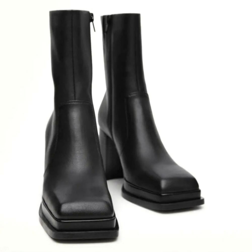 Mango Leather Ankle Boots--new!